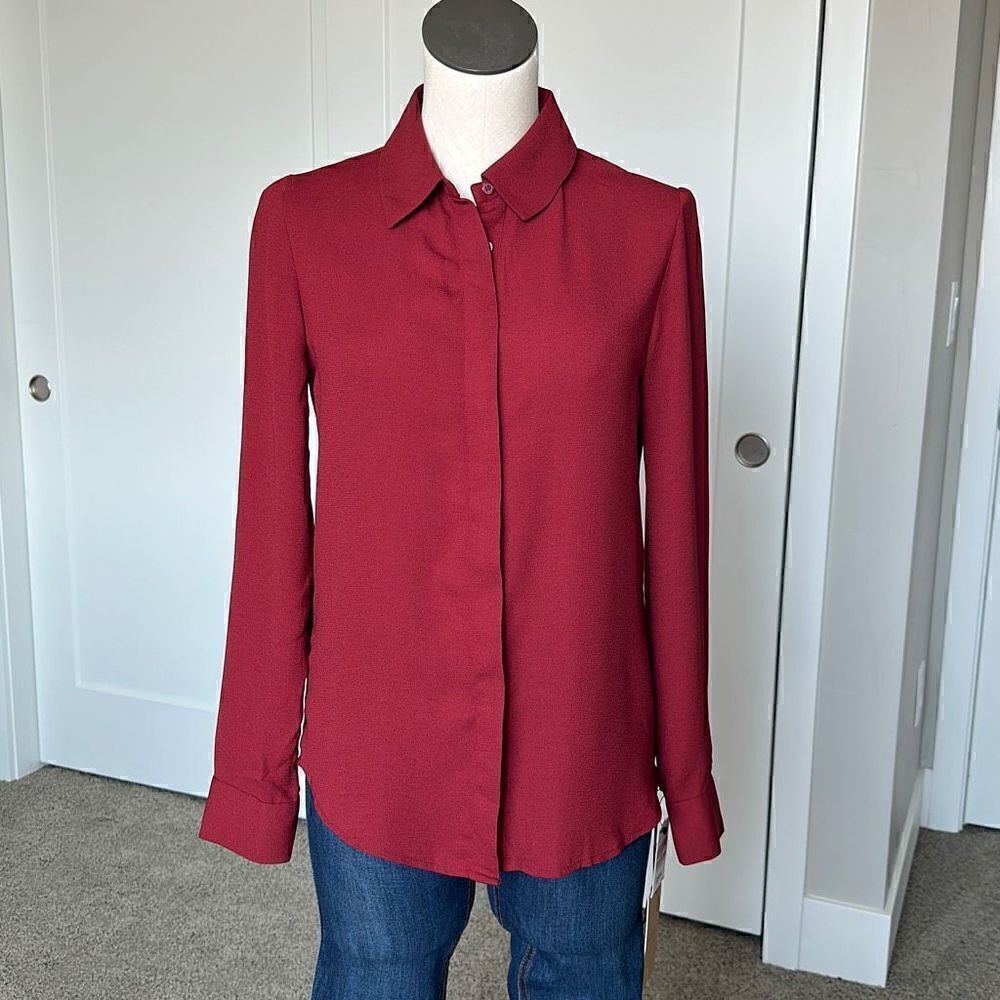 Halogen Hidden Button Long Sleeve Blouse-NWOT
